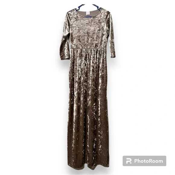 Wanna B medium crushed velvet dress 3/4 sleeve elastic waist has pockets unlined - Picture 15 of 15